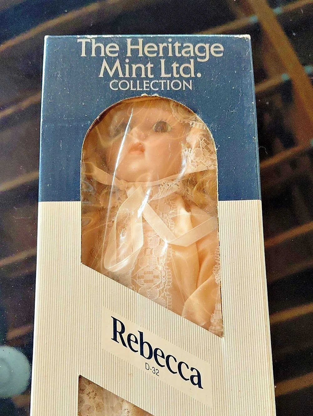 Heritage Mint Ltd. Rebecca. Porcelain Doll in White & Blue